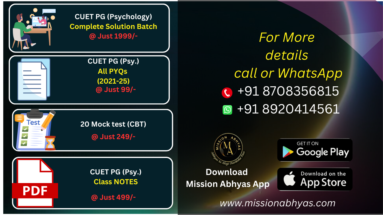 CUET PG Psychology Study Material: 20 Mock Tests (CBT) & PDF Notes by Mission Abhyas image